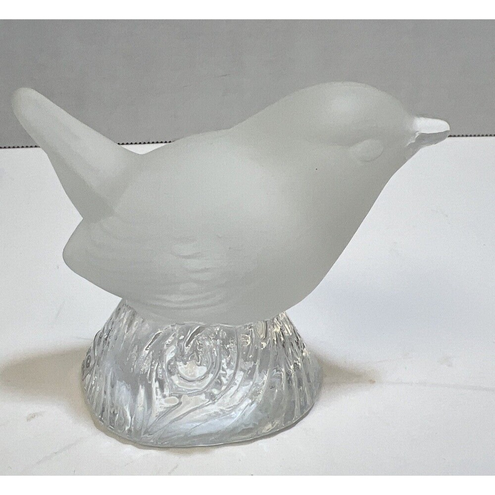 Nybro Sweden Crystal Frosted Crystal 3"x3" Bird Figure Paperweight